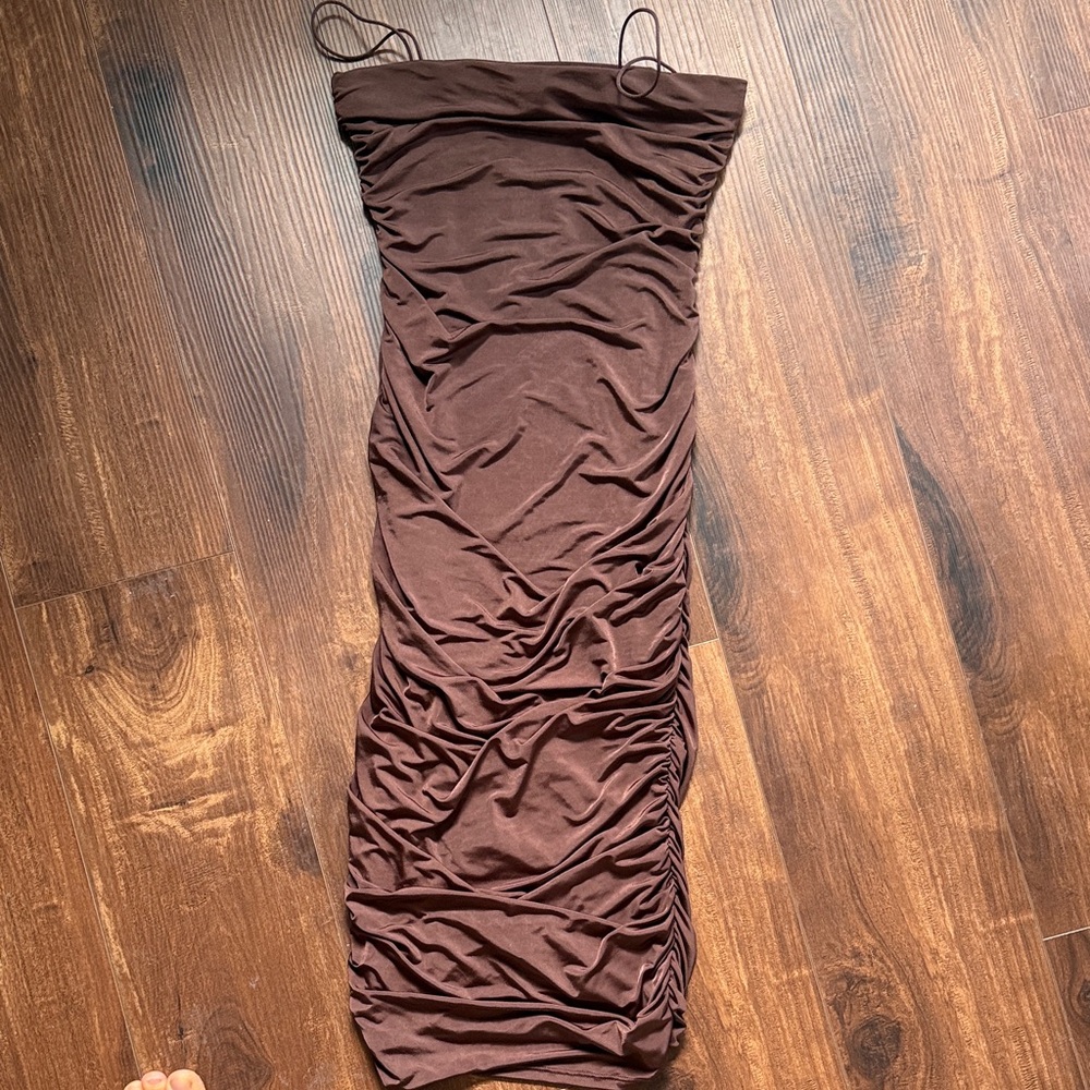 Windsor Strapless Brown Ruched Dress